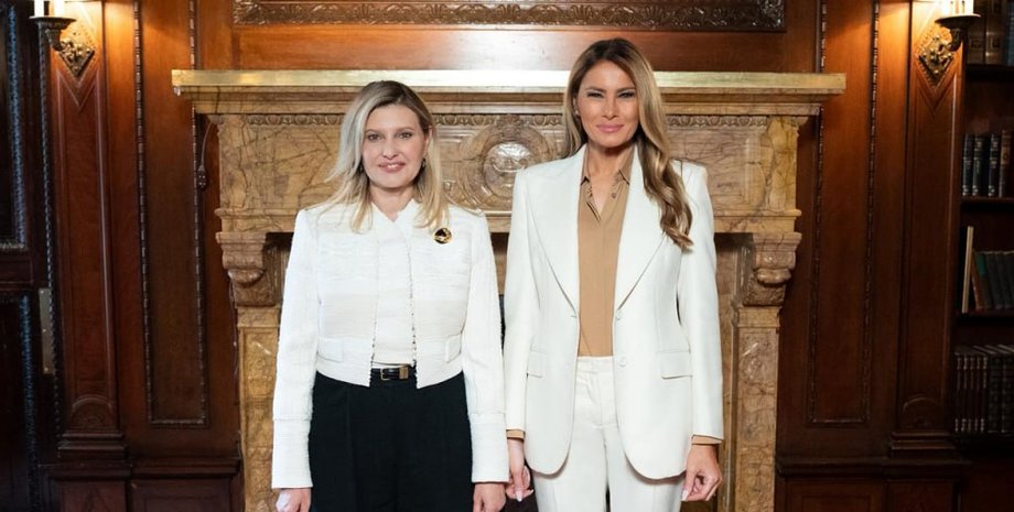 Елена Зеленская и Мелания Трамп Елена Зеленская и Мелания Трамп встретились в Нью-Йорке