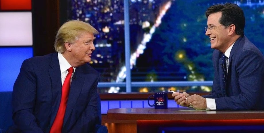 стивен кольбер и дональд трамп